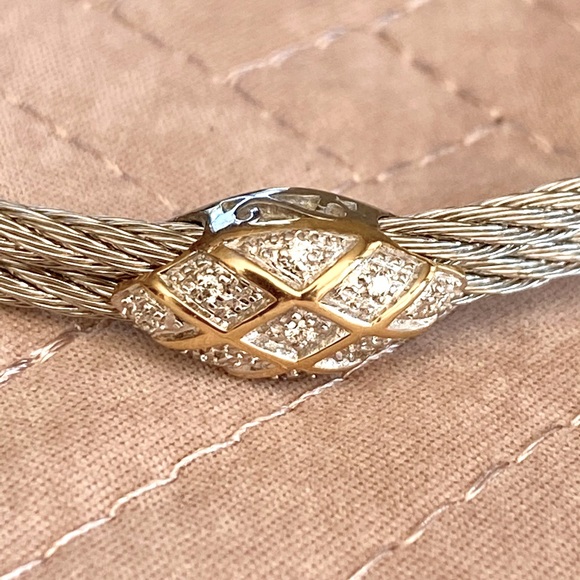 Alor Double cable bracelet w oval diamond station - Picture 4 of 6